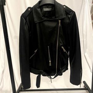 Bagatelle vegan leather moto jacket-Black